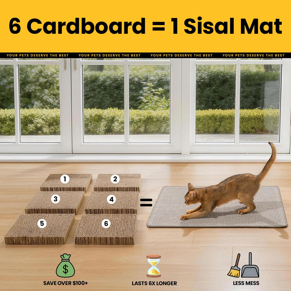 Conlun cat scratcher mat with hook-and-loop tapes for flexible placement