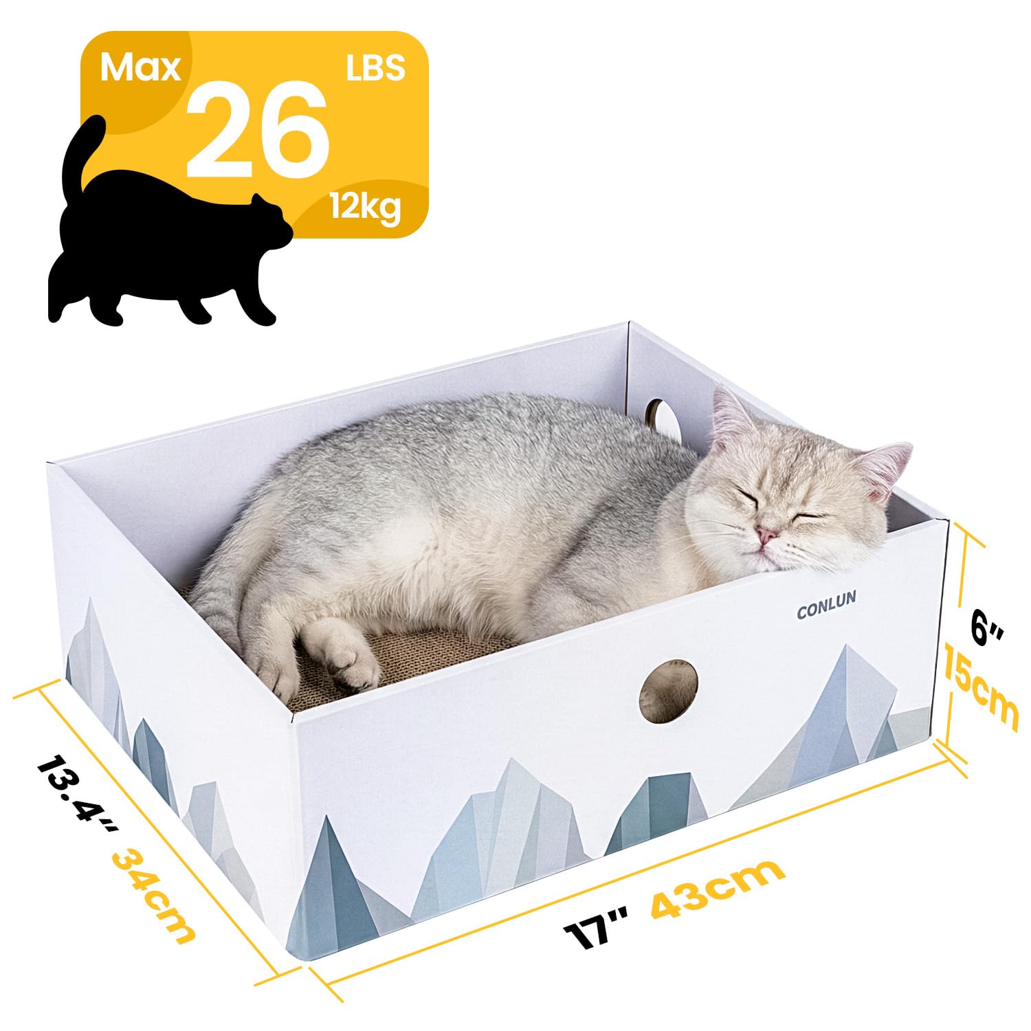 Conlun checkered design cardboard scratcher blends with home décor.