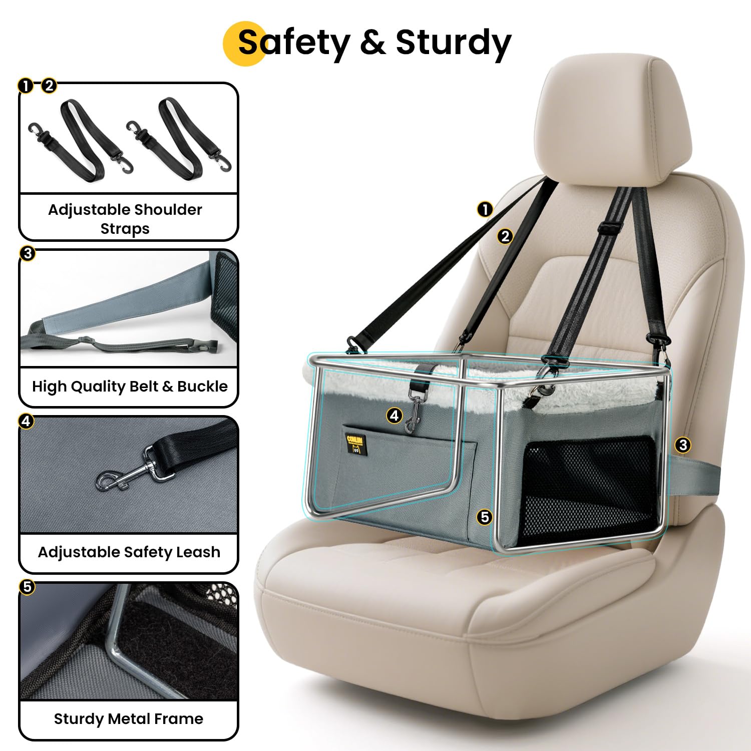 Soft cushion with breathable mesh sides for comfort and airflow.
