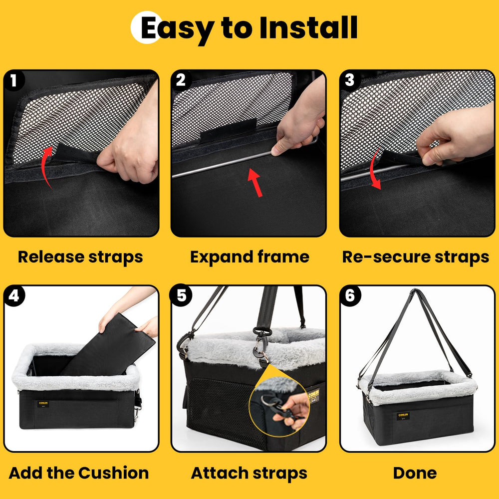 Conlun dog seat booster in-car mounted for quick setup on the road