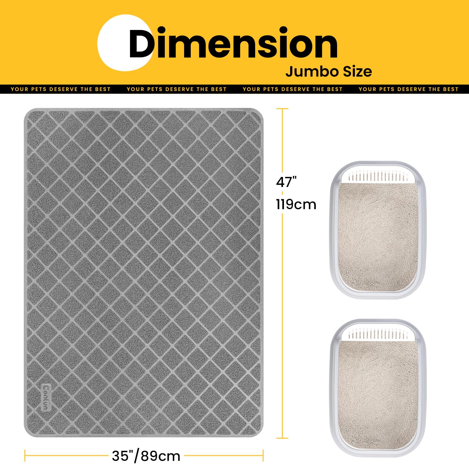 Conlun Litter Trap Mat shows grid pattern for effective litter capture.