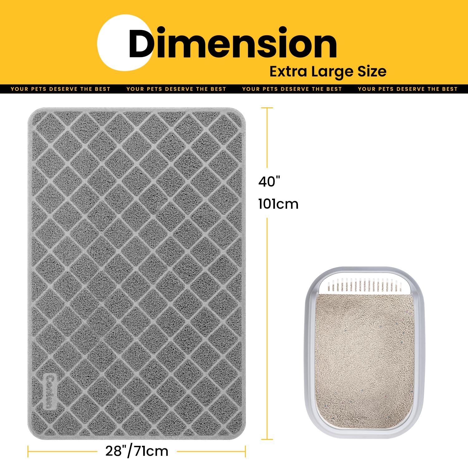 Conlun litter-trapping mat with non-slip backing stays in place.