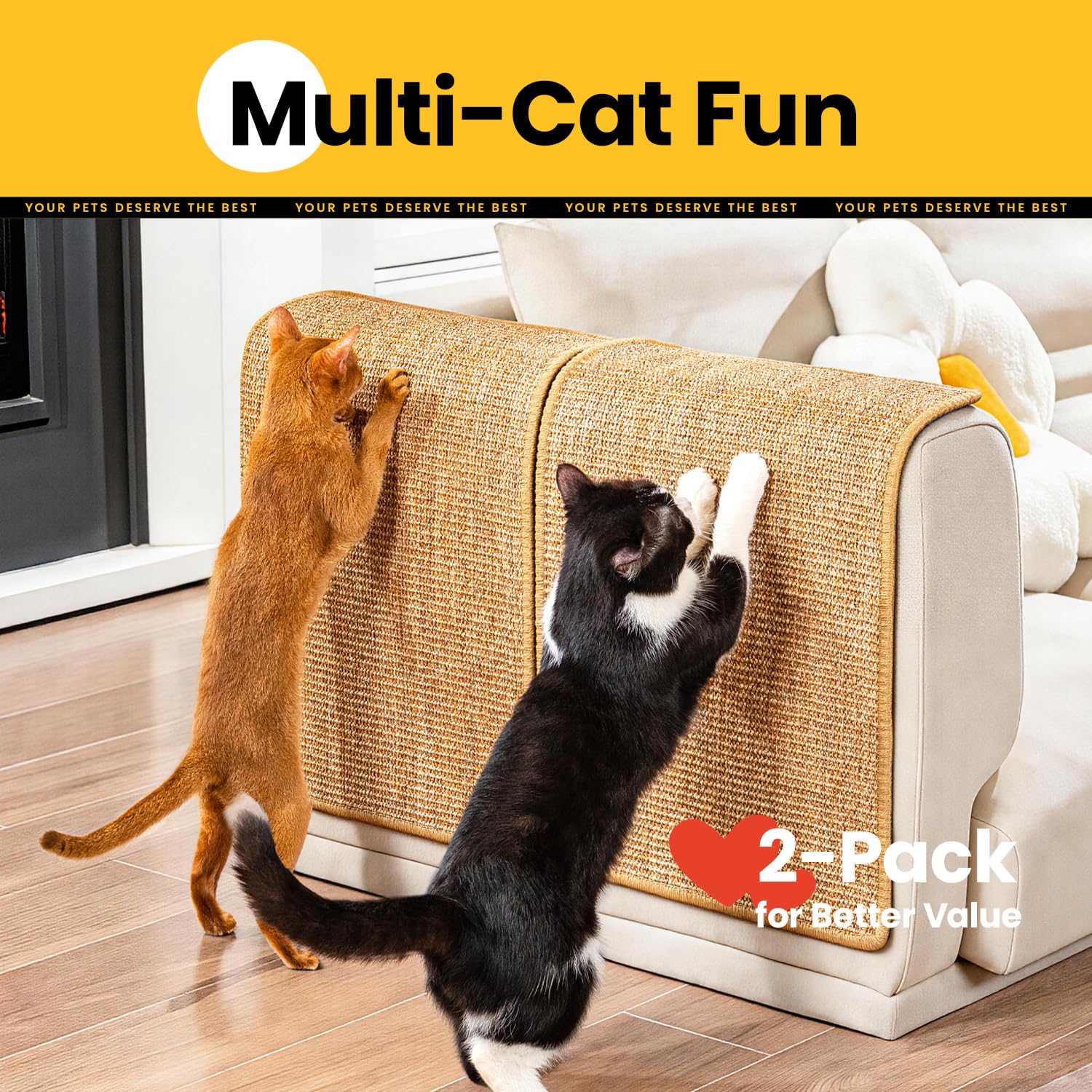Conlun cat scratch pad floor use demonstrates versatile placement protecting furniture