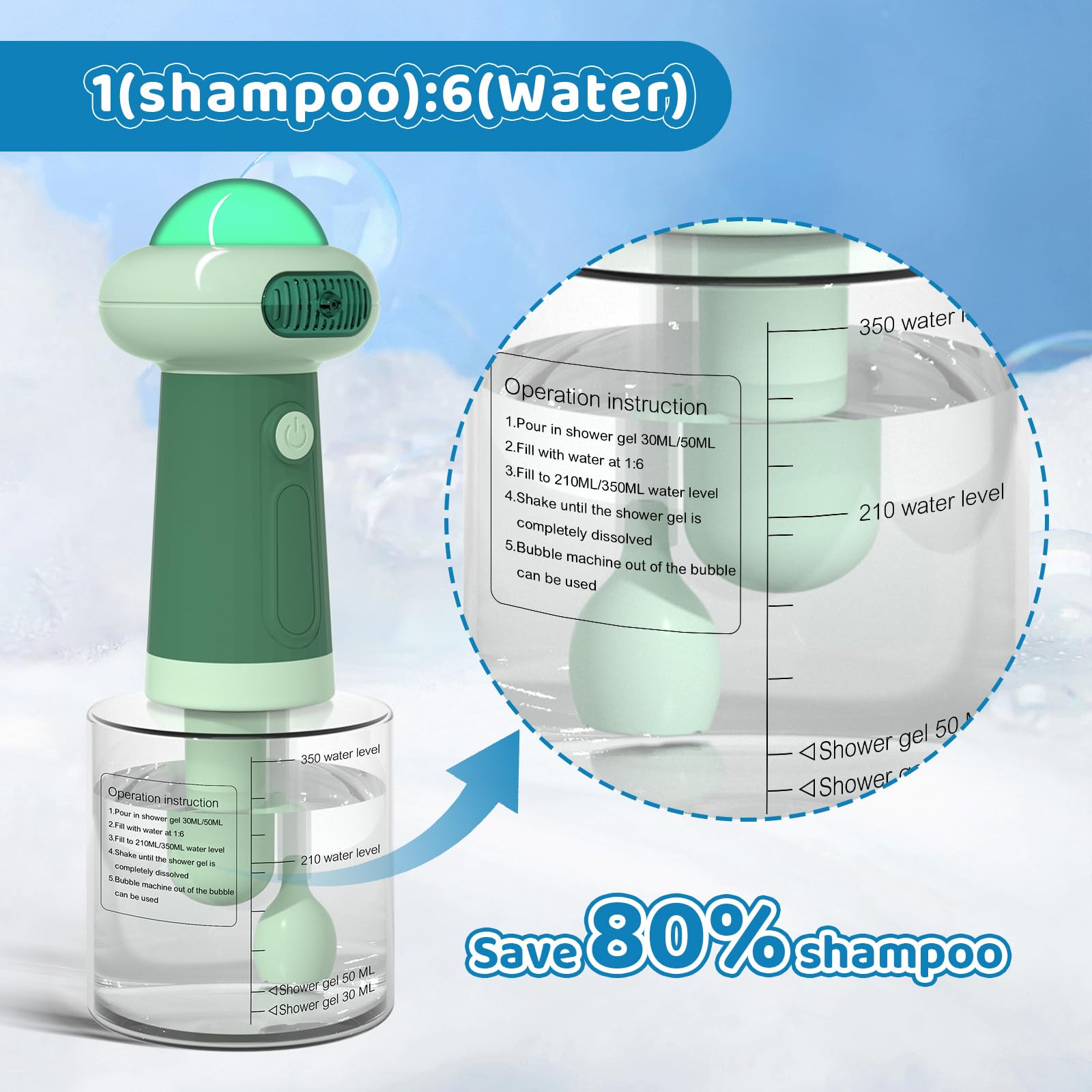 Coocake 350ml bottle capacity large reservoir for extended baths