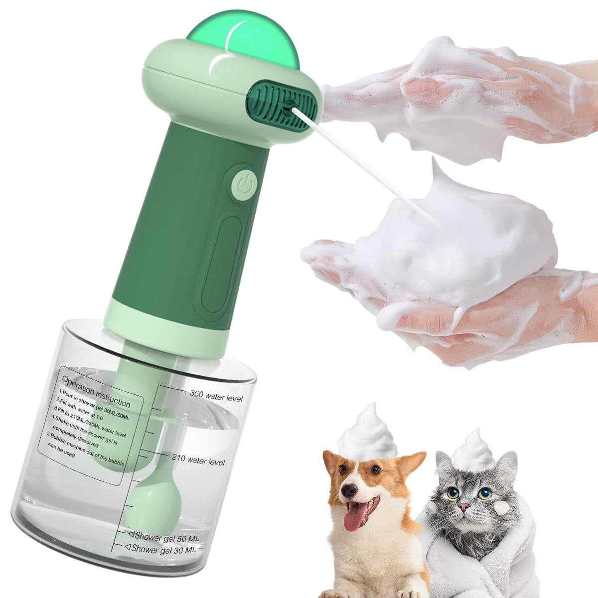 Coocake electric dog shampoo dispenser front view compact design for easy storage