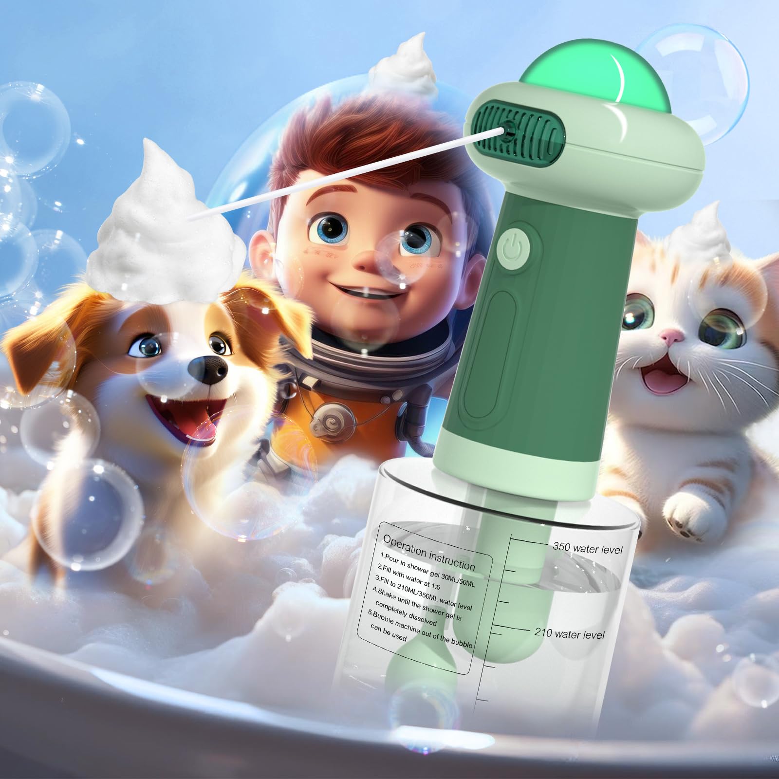 Coocake foaming bubbles close-up dense lather for gentle pet cleaning