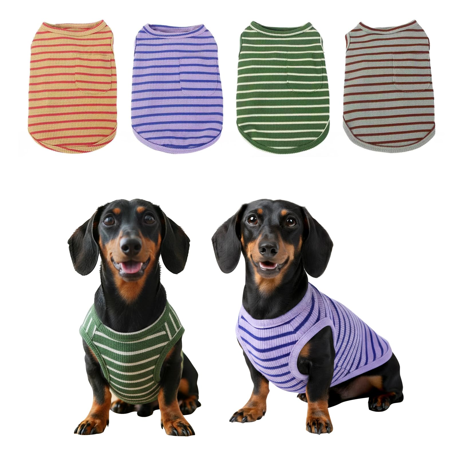 COOHAMS stripe dog shirt pocket detail for treats during walks