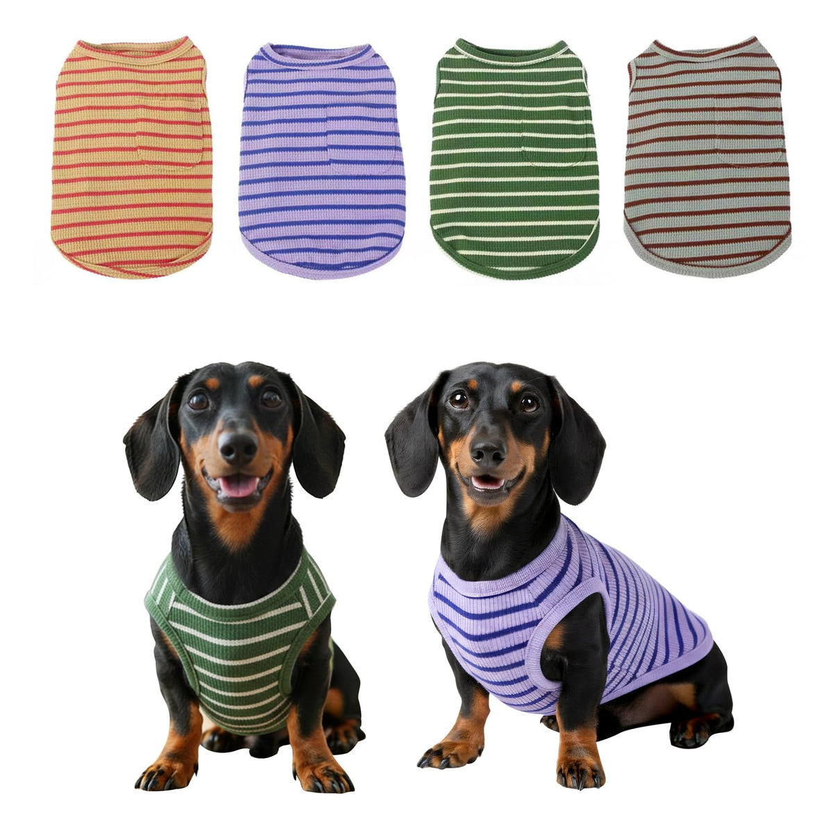COOHAMS stripe dog shirt pocket detail for treats during walks