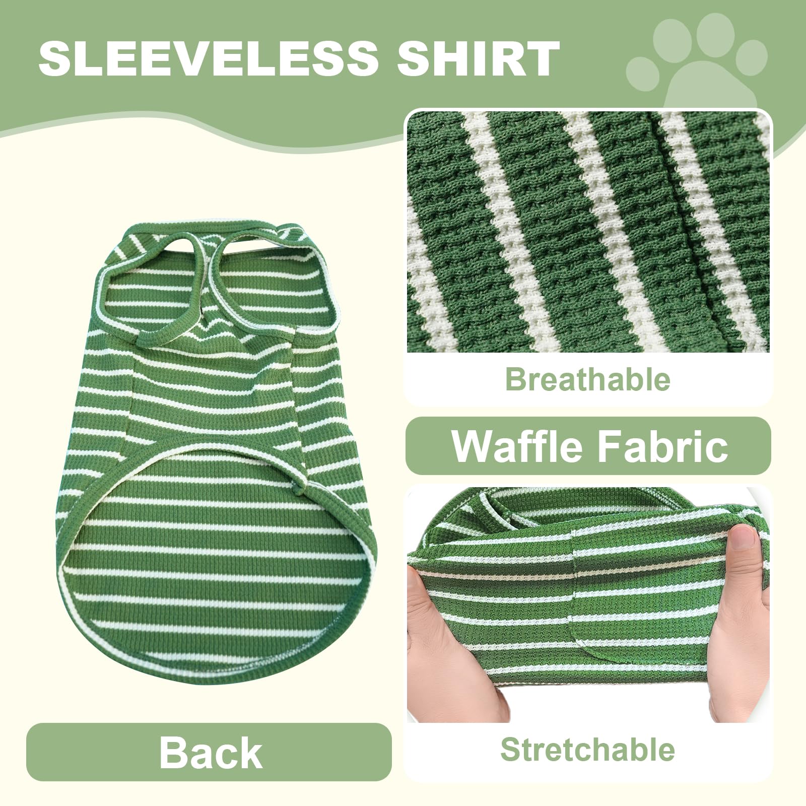 COOHAMS stripe dog shirt size guide highlighting chest-first fit