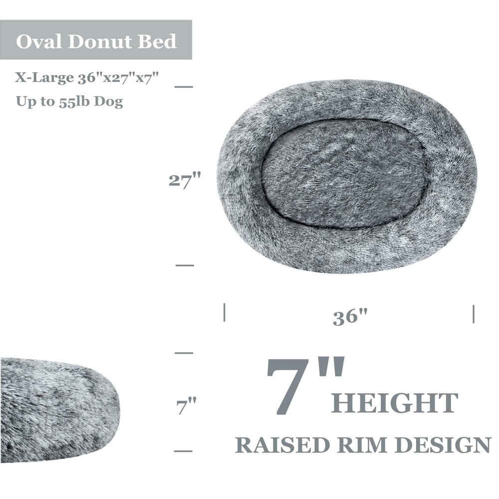 Coohom Oval Calming Donut Bed faux fur texture close-up emphasizes softness