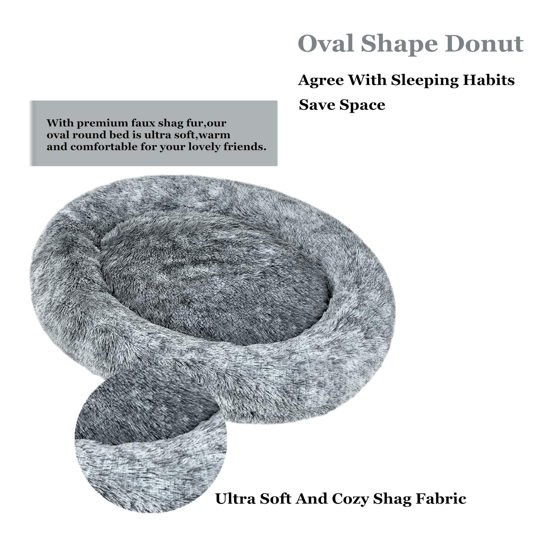 Coohom Oval Calming Donut Bed side view showing raised rim for security