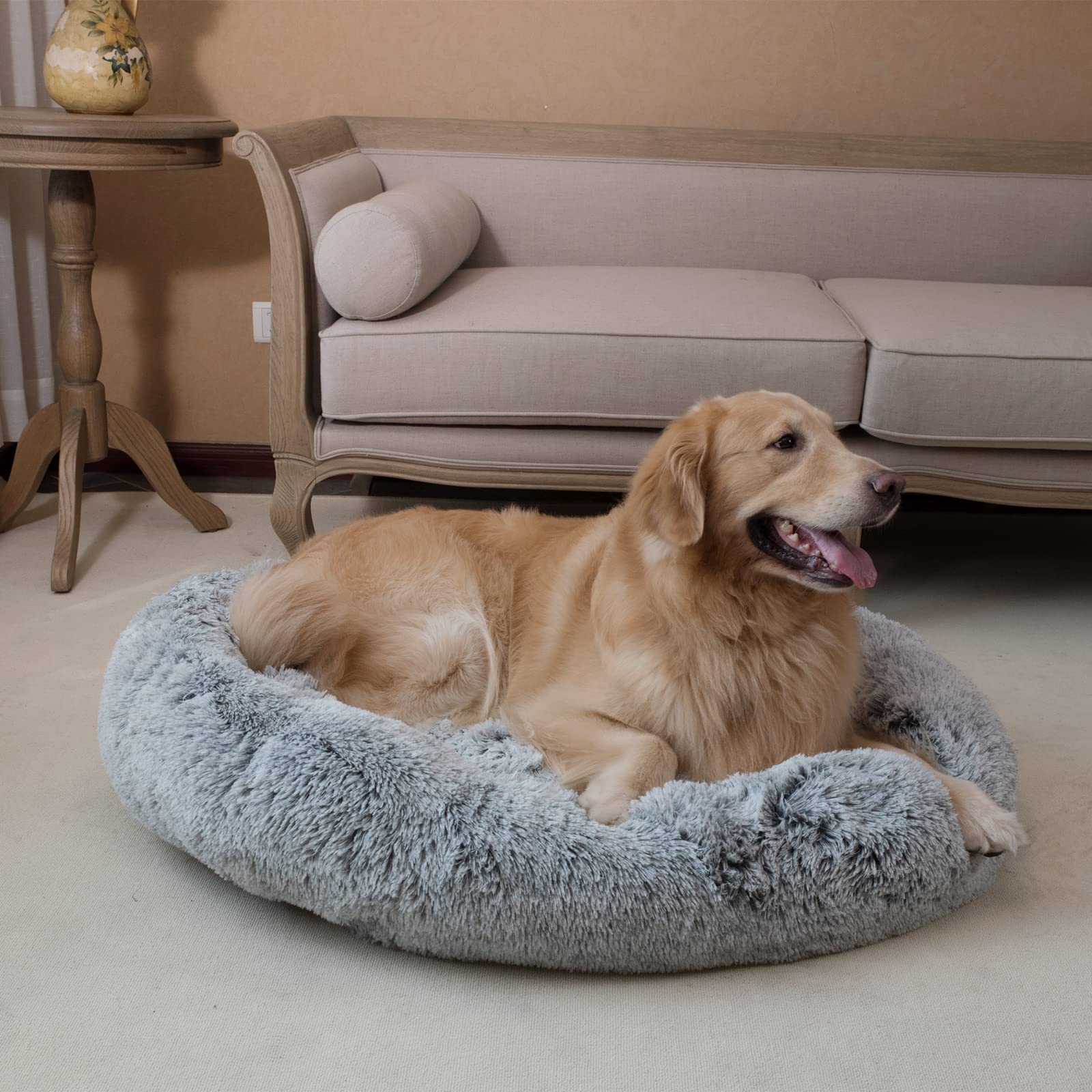 Coohom Oval Calming Donut Bed machine washable design for easy care