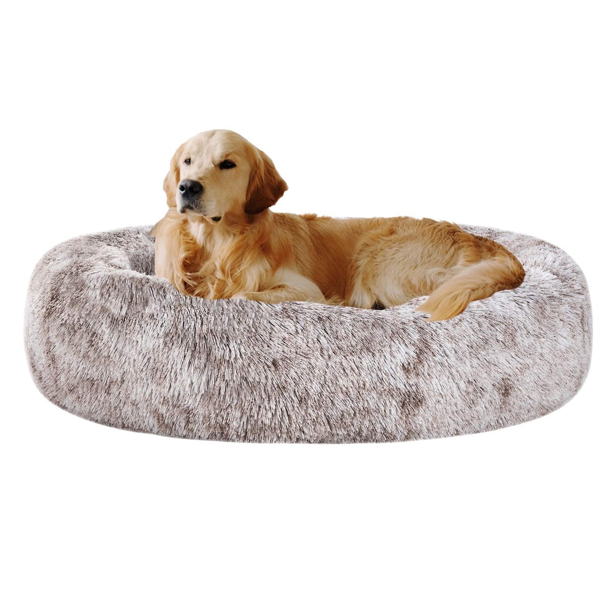 Coohom oval donut bed top view shows plush faux fur for cozy naps.