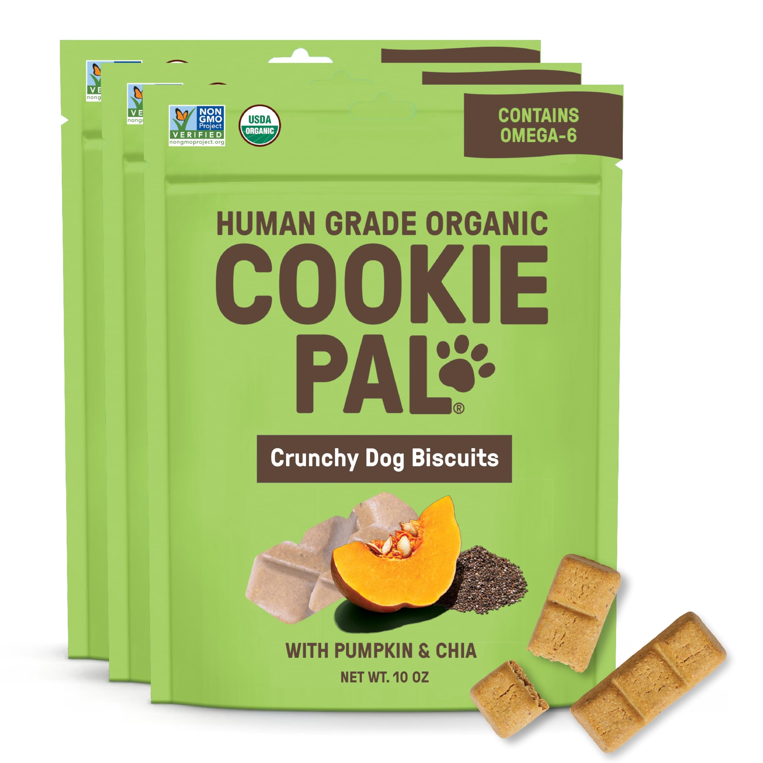 CookiePal pumpkin treats bag front with fresh bakery aroma to entice dogs
