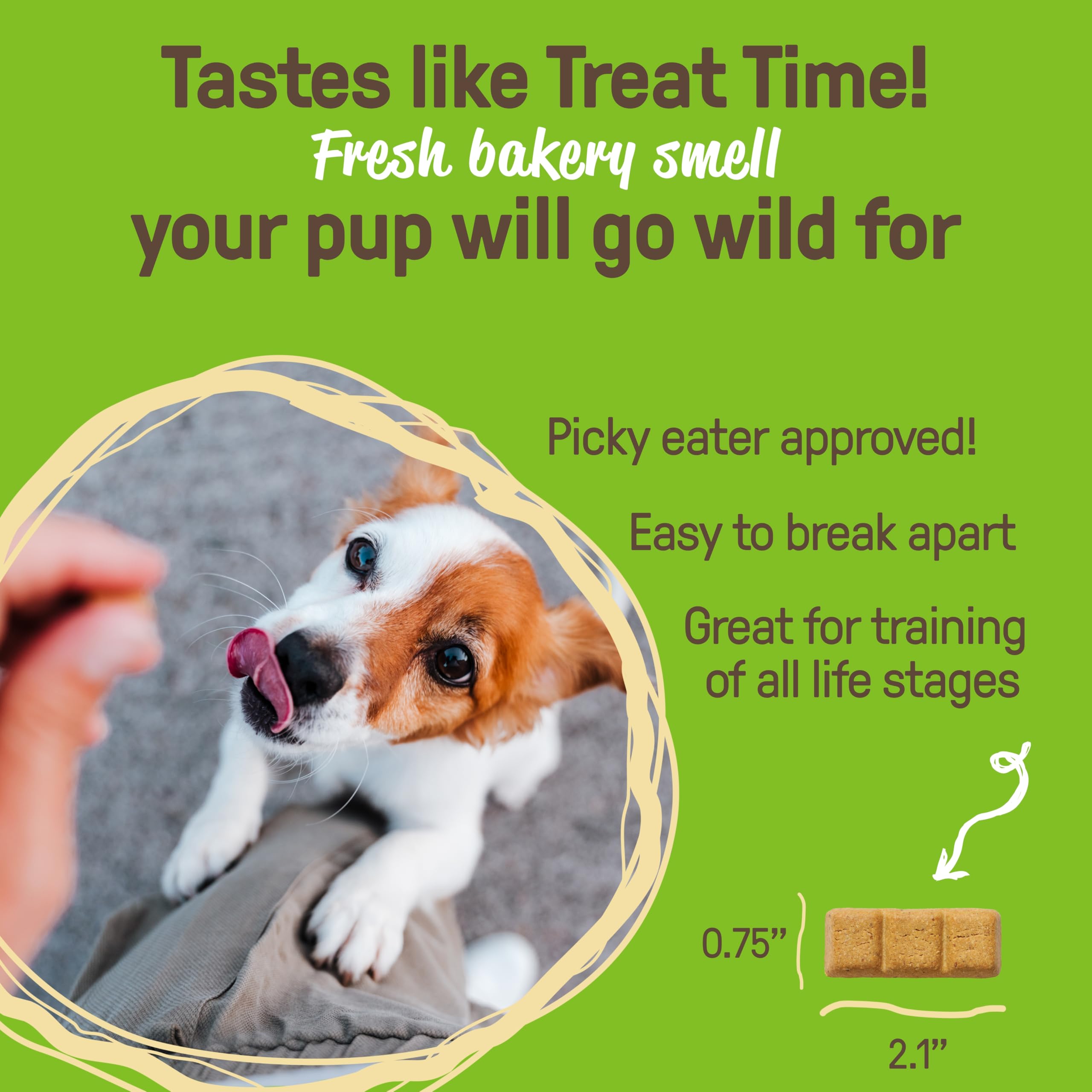 CookiePal puppy training snacks in hand illustrating easy to break portions