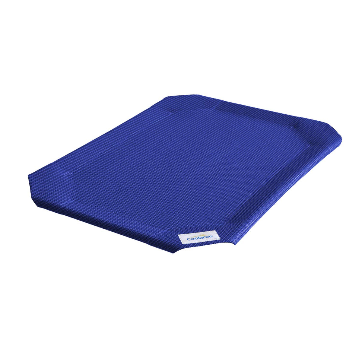 Coolaroo elevated pet bed cover in Aquatic Blue, breathable fabric for cooler lounging.