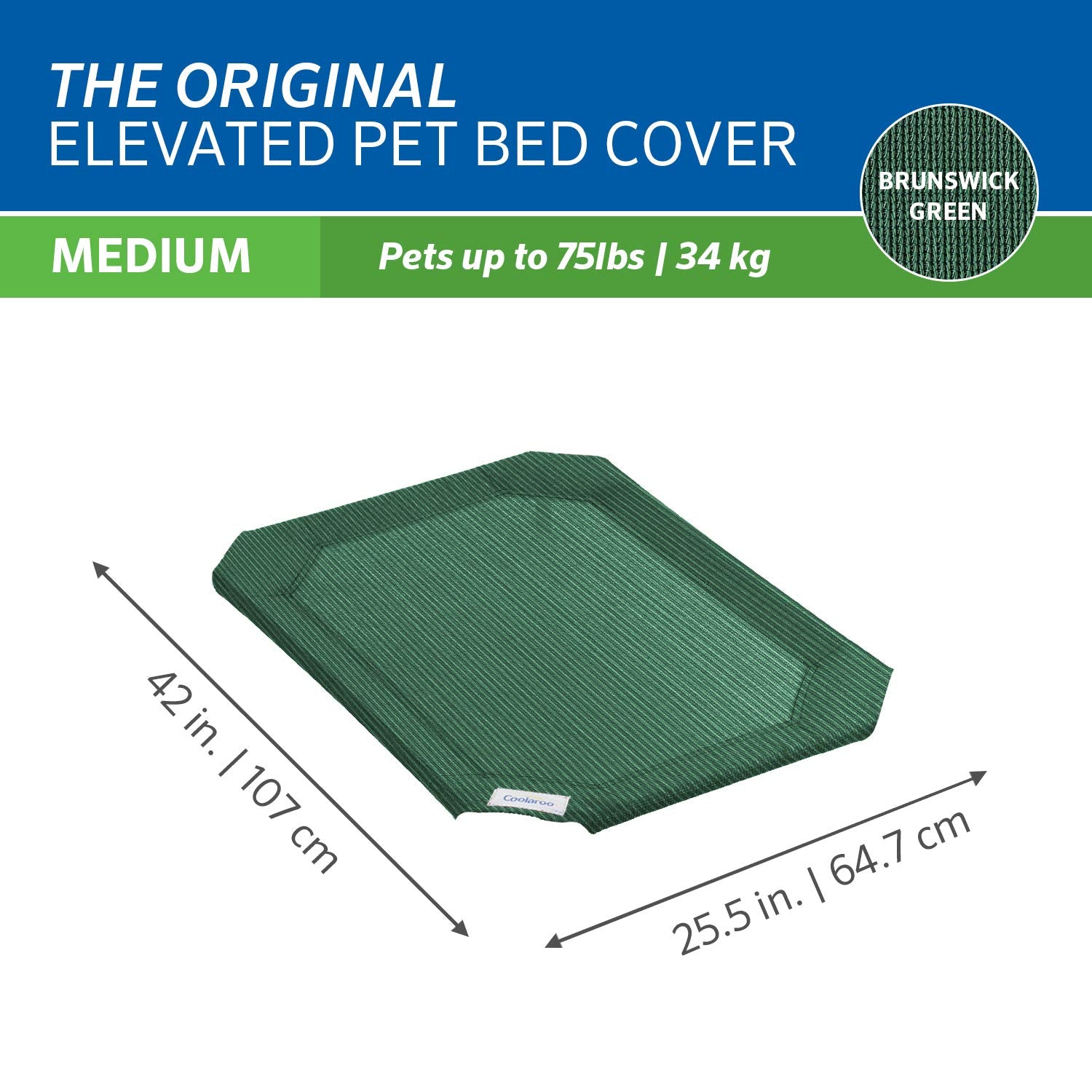 Coolaroo elevated pet bed replacement cover assembled for easy swap