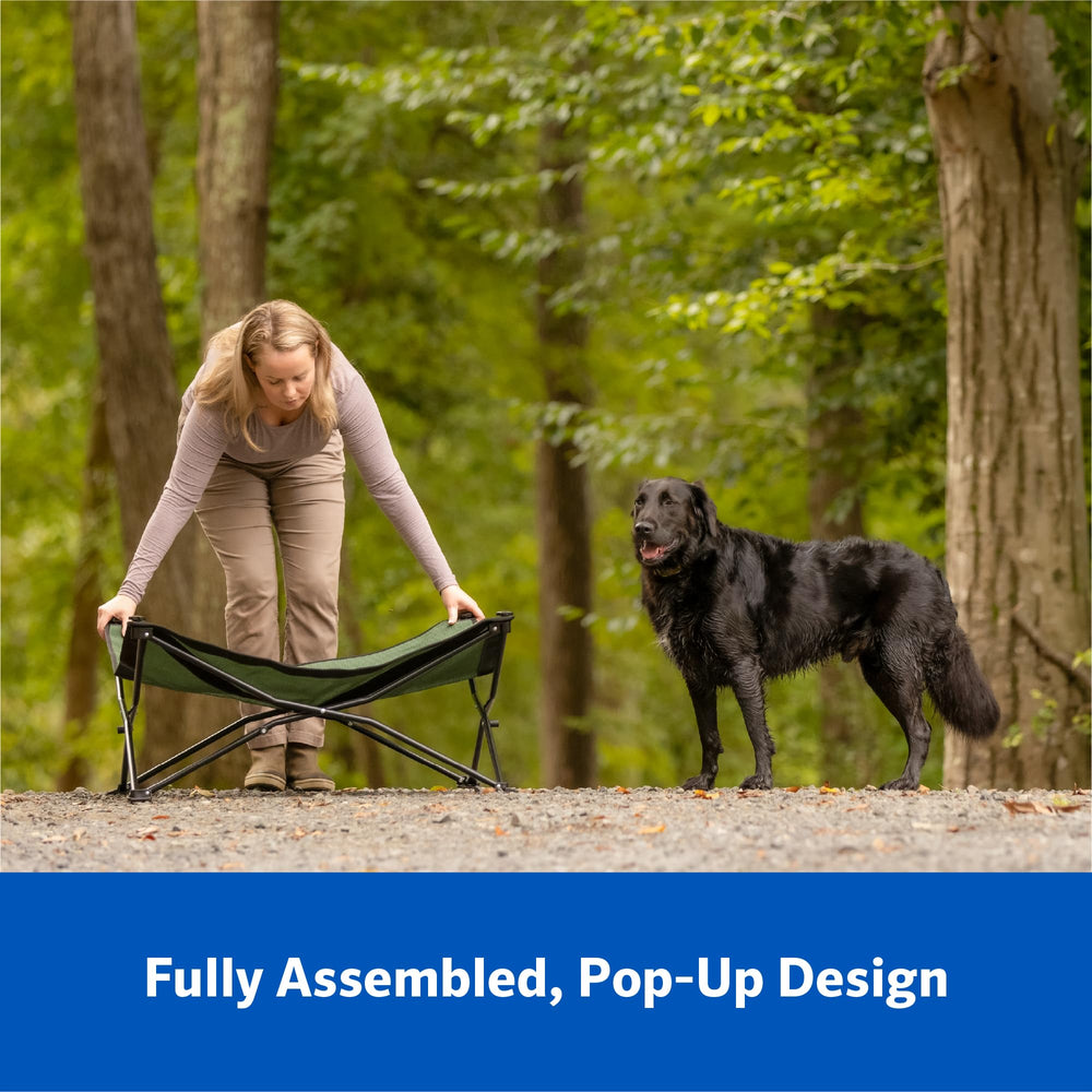 Coolaroo On-The-Go bed pops up quickly for outdoor adventures.