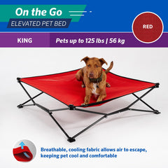 Elevated design of Coolaroo On-The-Go Bed improves airflow on uneven ground.