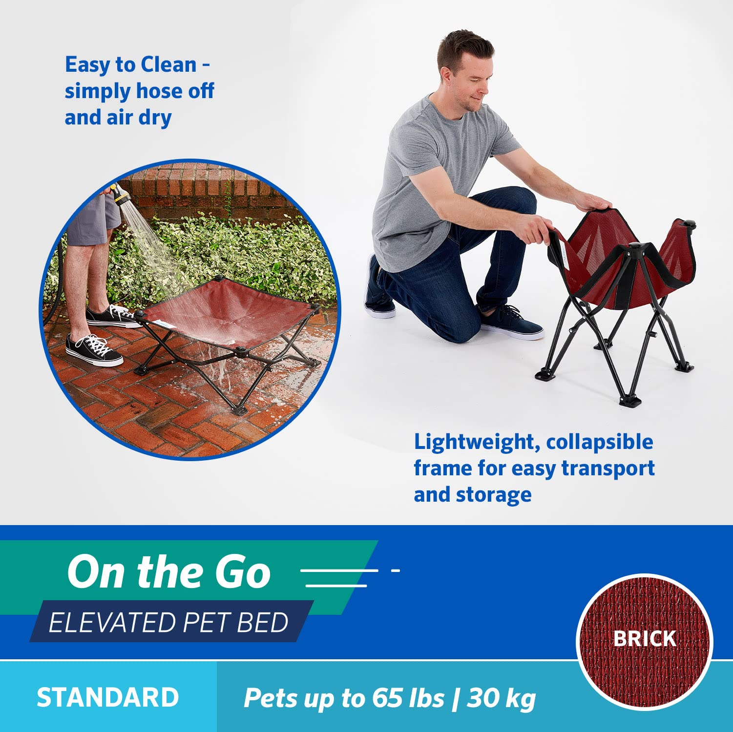 Coolaroo On-The-Go bed elevated frame keeps your dog comfortable off the ground.