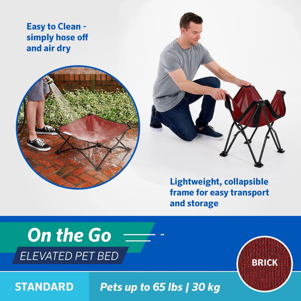 Coolaroo On-The-Go bed elevated frame keeps your dog comfortable off the ground.