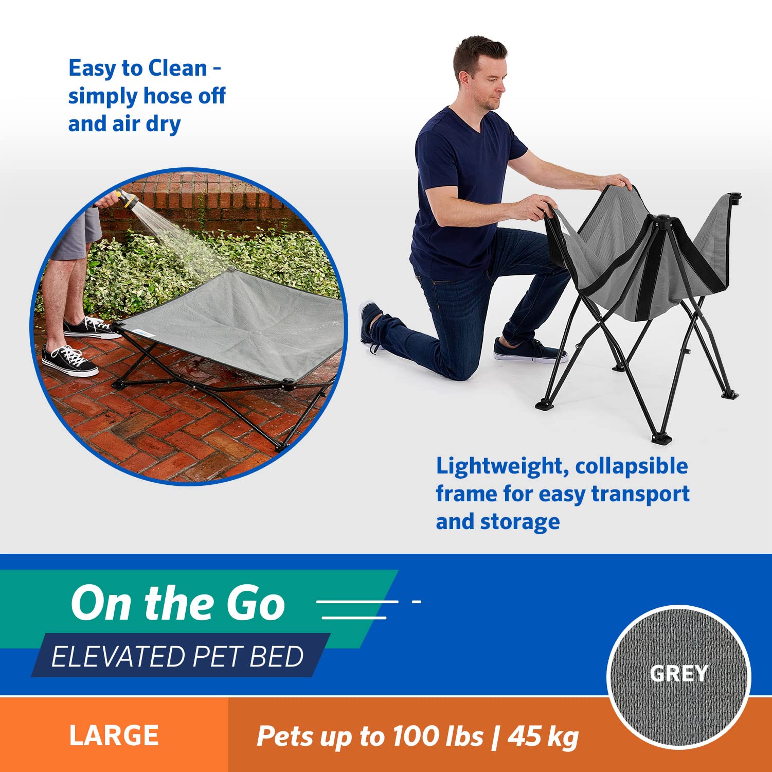 Coolaroo On-The-Go breathable mesh fabric supports all-around airflow.
