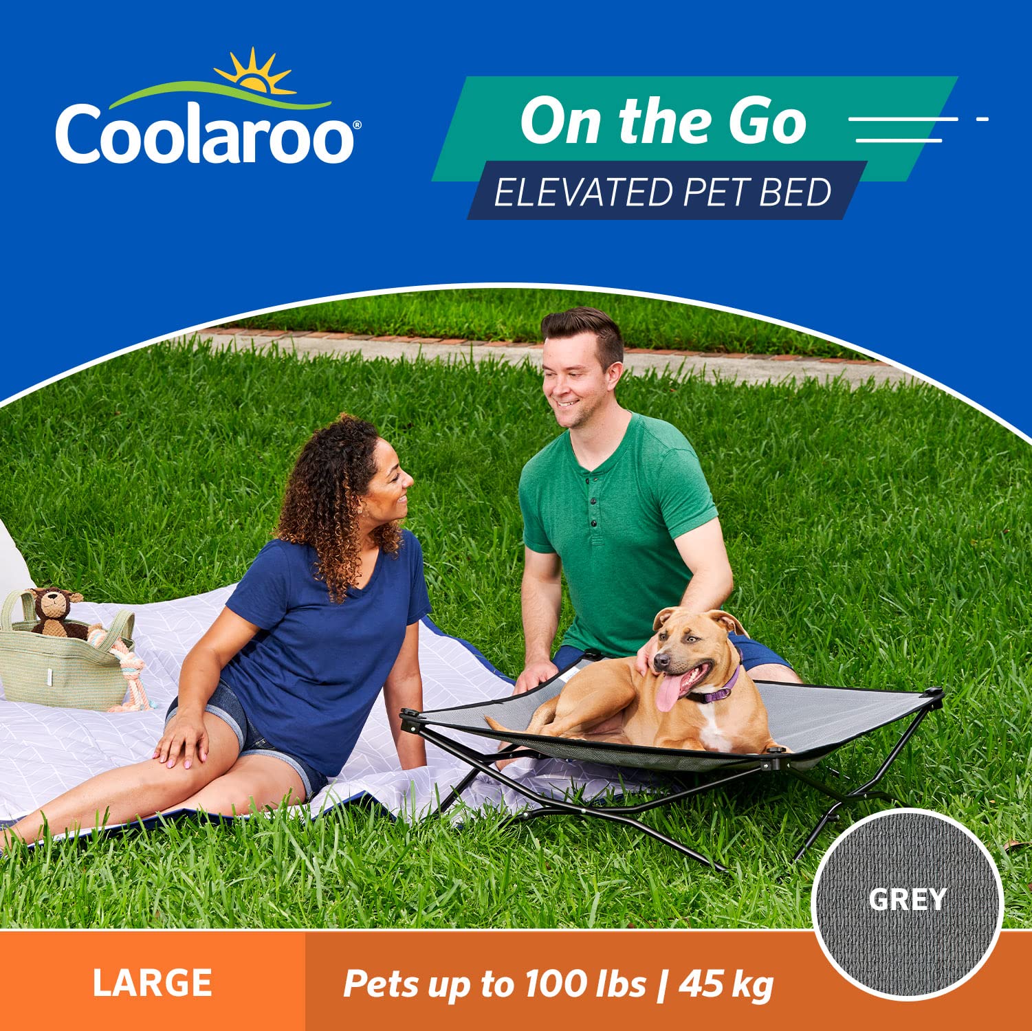 Coolaroo On-The-Go elevated frame promotes airflow for cooling comfort.