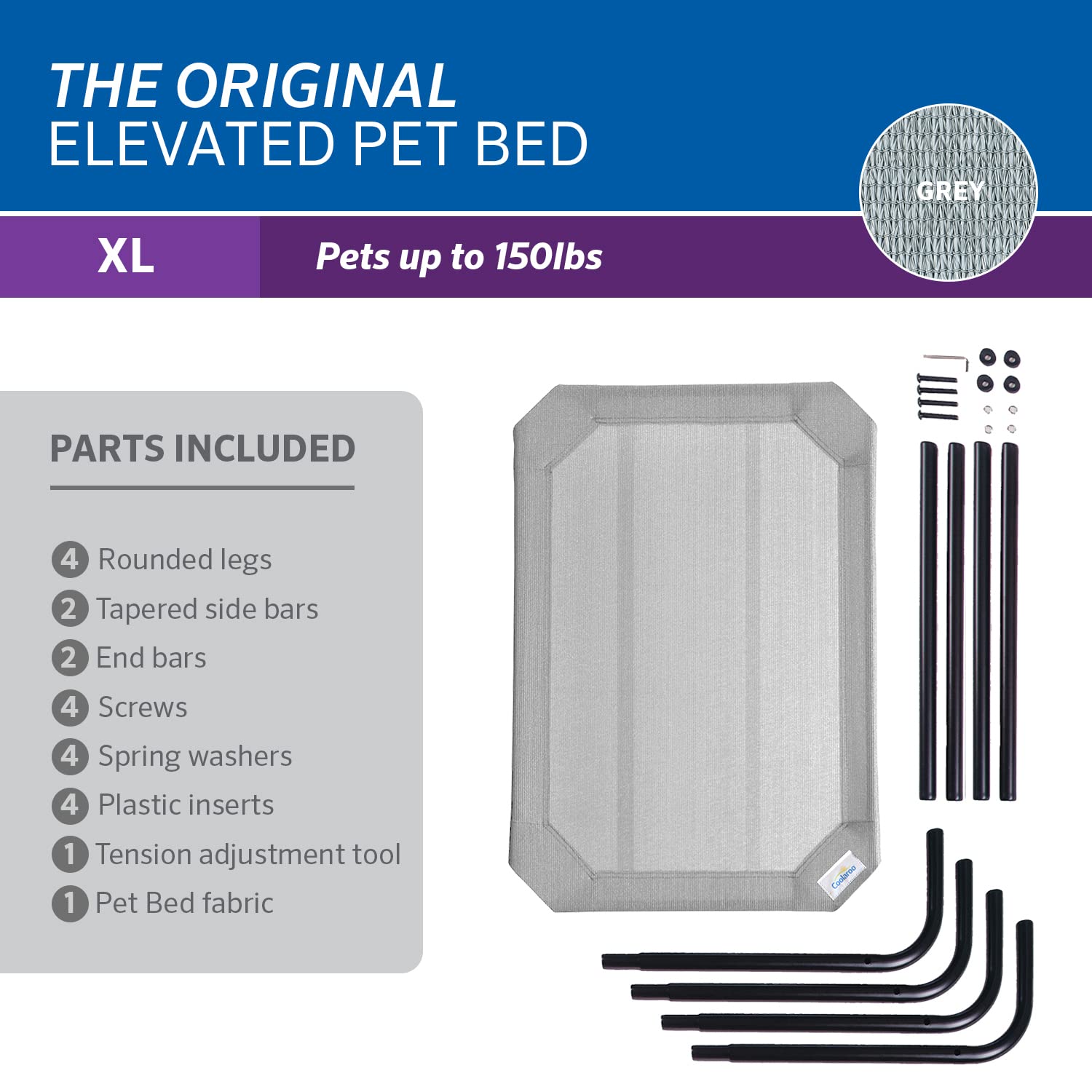 Coolaroo Original Elevated Dog Bed indoor outdoor use showing portability and lightweight setup.