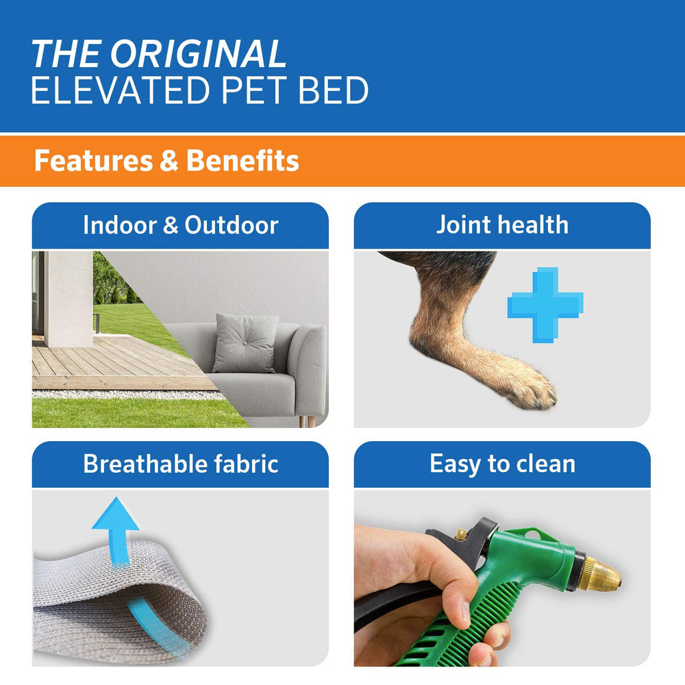 Coolaroo moisture-resistant fabric keeps paws dry and quick cleanup after outdoor adventures