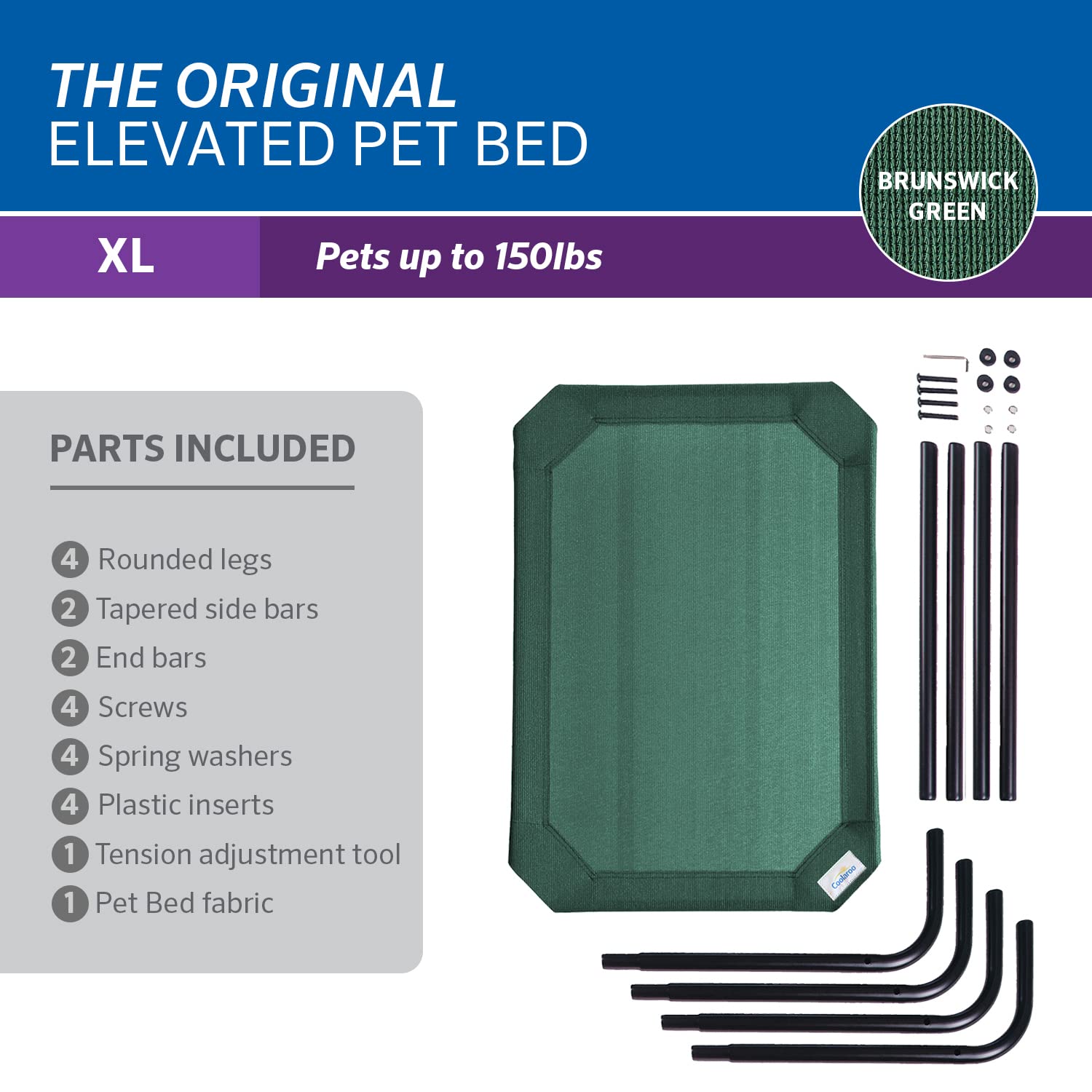 Coolaroo Original Elevated Dog Bed featuring moisture-resistant HDPE fabric for easy cleaning