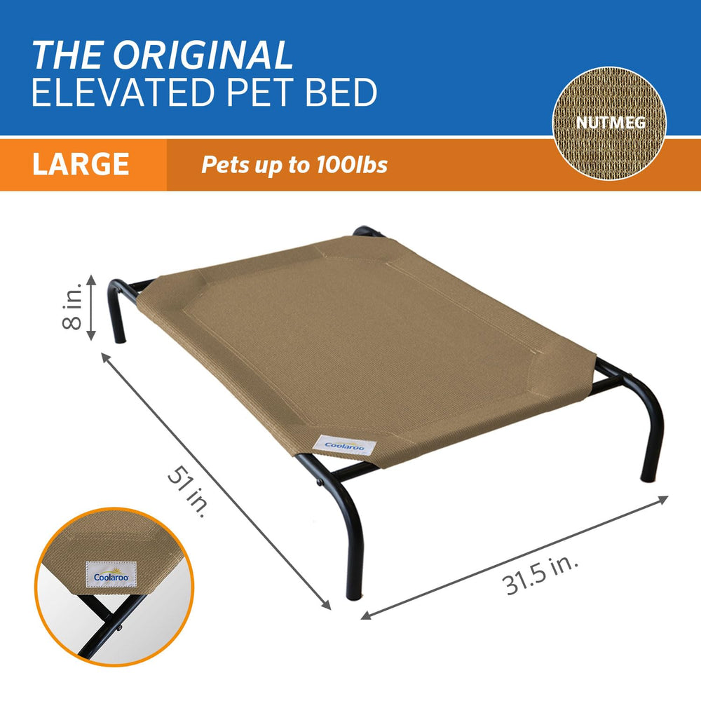Coolaroo Original Elevated Dog Bed off-ground resting demonstrates comfortable elevated perch.