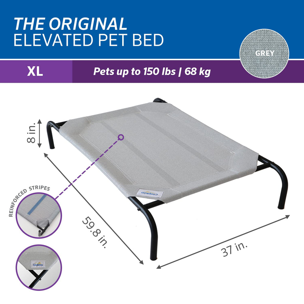 Coolaroo Original Elevated Dog Bed off-ground design supports joints and easy access.