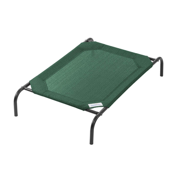Coolaroo Original Elevated Pet Bed Brunswick Green, top view showing breathable design for cooling comfort.