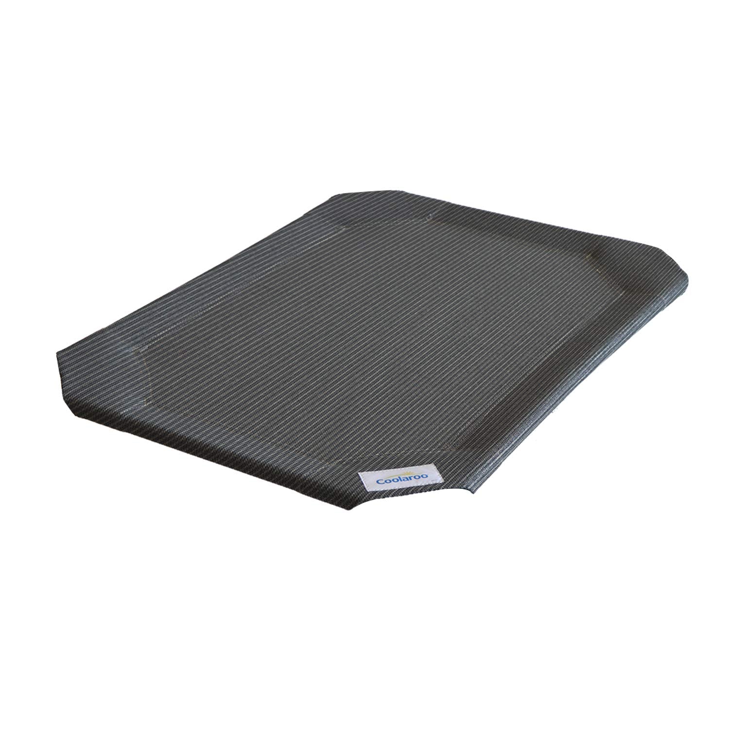 Coolaroo original elevated pet bed cover in gunmetal, angled view showing breathable fabric.
