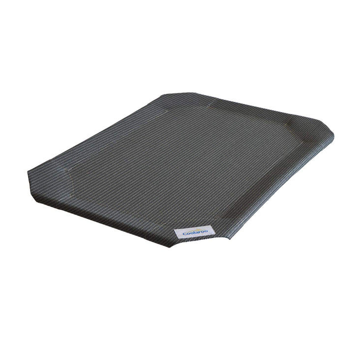Coolaroo original elevated pet bed cover in gunmetal, angled view showing breathable fabric.