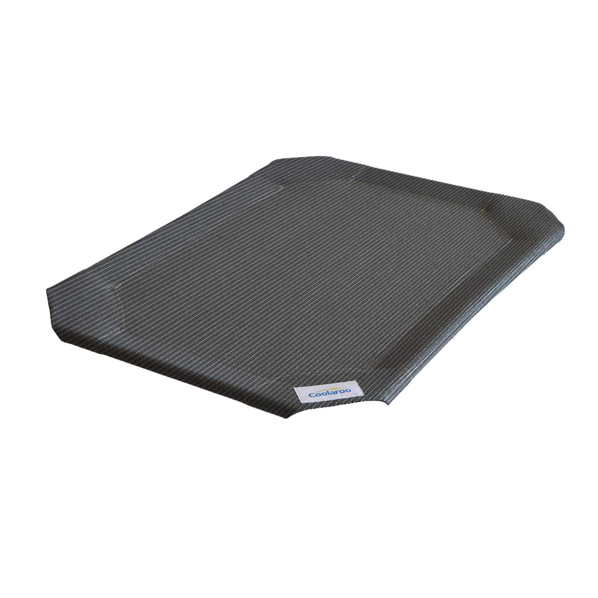 Coolaroo original elevated pet bed cover in gunmetal, angled view showing breathable fabric.