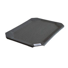 Coolaroo original elevated pet bed cover in gunmetal, angled view showing breathable fabric.