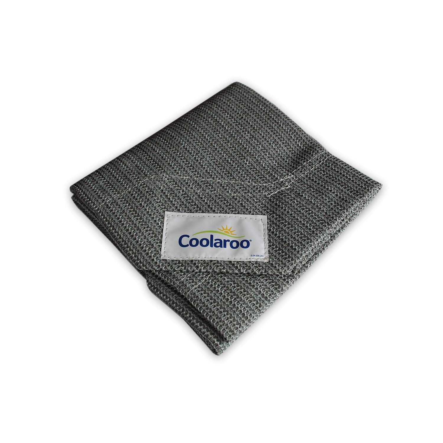 Coolaroo replacement cover close-up of gunmetal fabric and weave for durability.