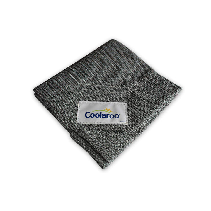 Coolaroo replacement cover close-up of gunmetal fabric and weave for durability.