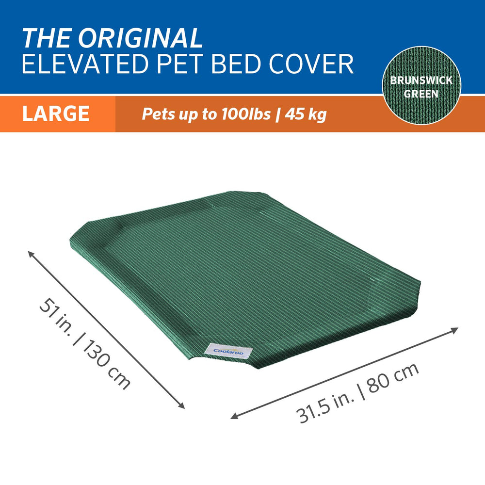 Coolaroo pet bed cover is easily cleaned with hose-off and air-dry convenience.