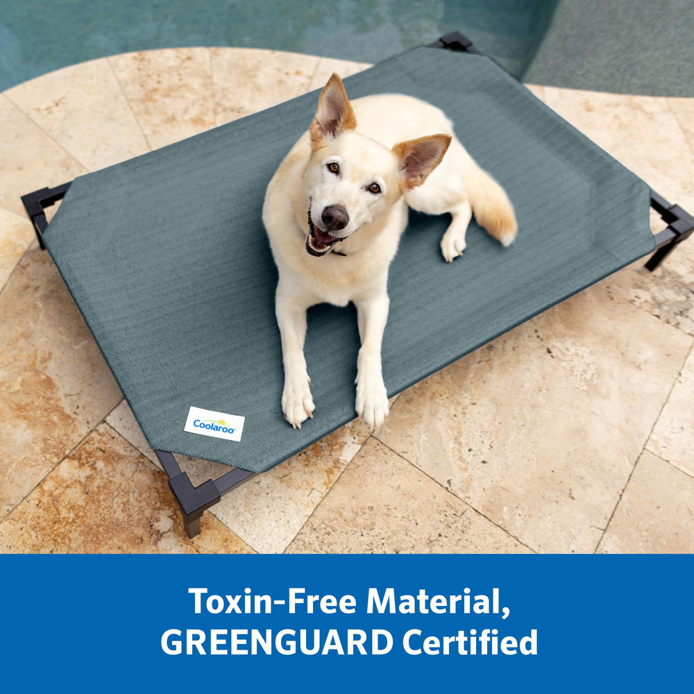 Washable, moisture-resistant cover on Coolaroo Pro bed for quick cleaning