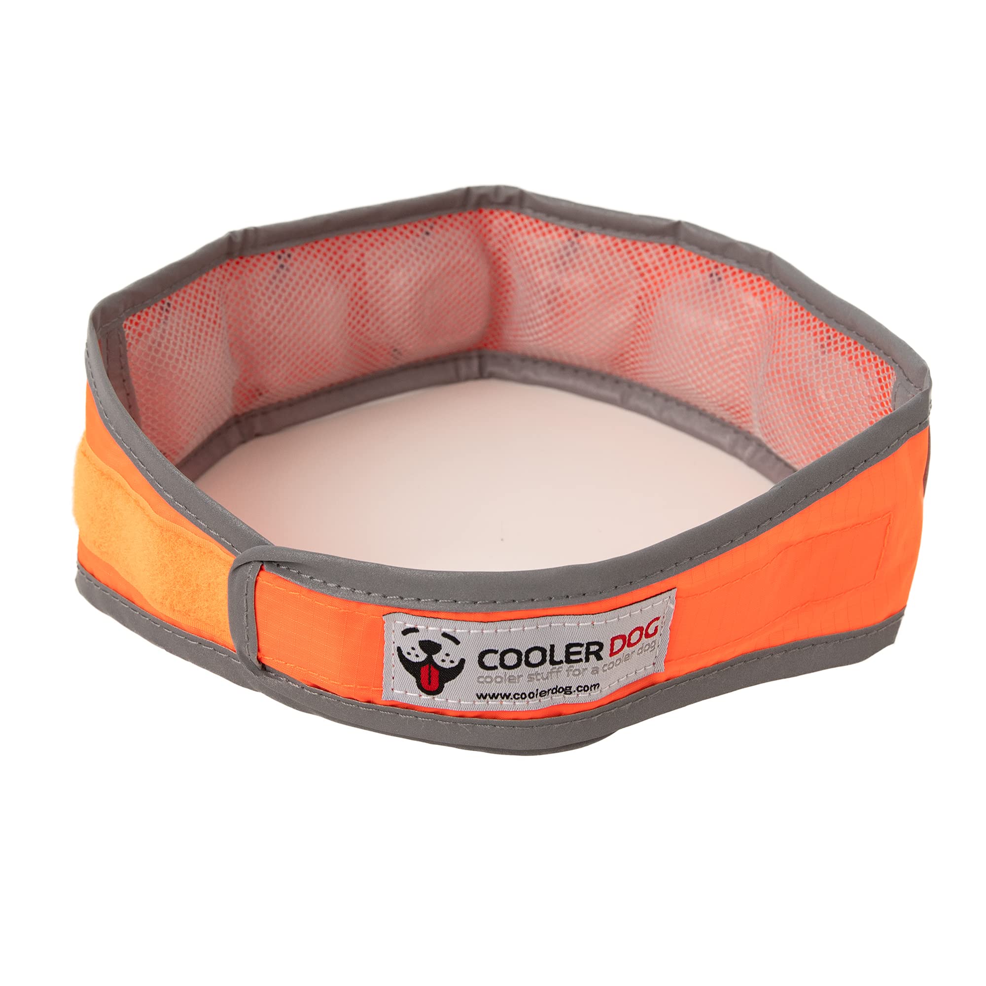 Soft hook-and-loop closure on CoolerDog collar for quick fit.