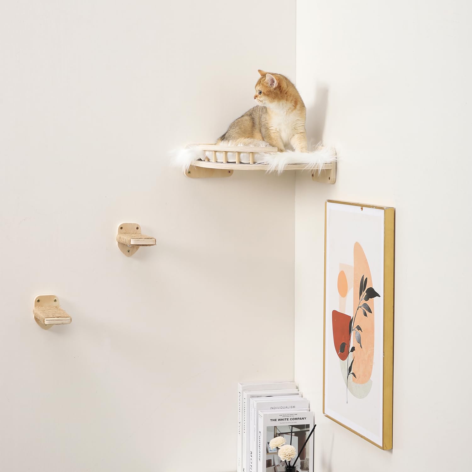 COOLEX plush cover adds soft warmth for naps on the wall shelf.
