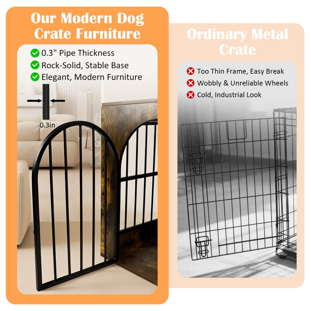 Coolsheepsia dog crate side-view highlights durable materials and compact footprint.