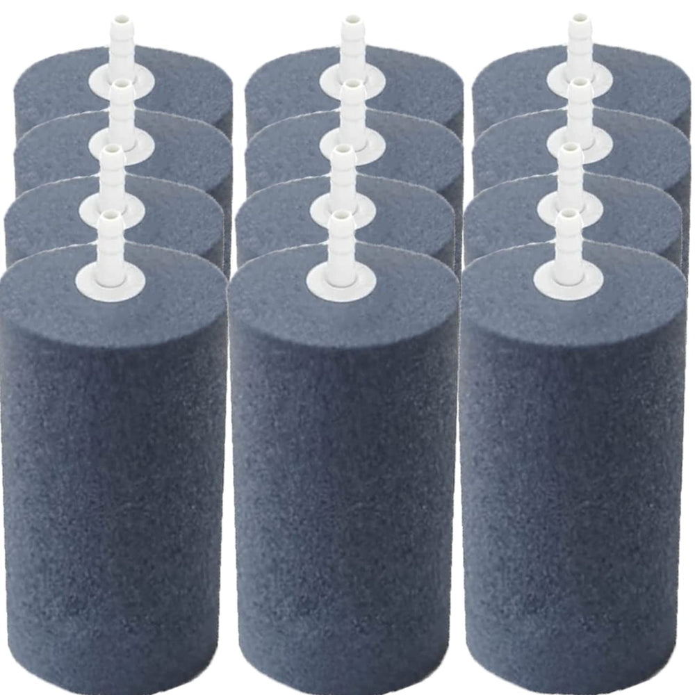 COOMATEC 12-pack large air stones with round diffusion for steady aquarium bubbles.