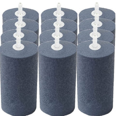 COOMATEC 12-pack large air stones with round diffusion for steady aquarium bubbles.