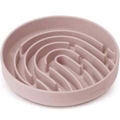 Coomazy dusty pink large slow-feeder bowl for careful, paced meals to support digestion.