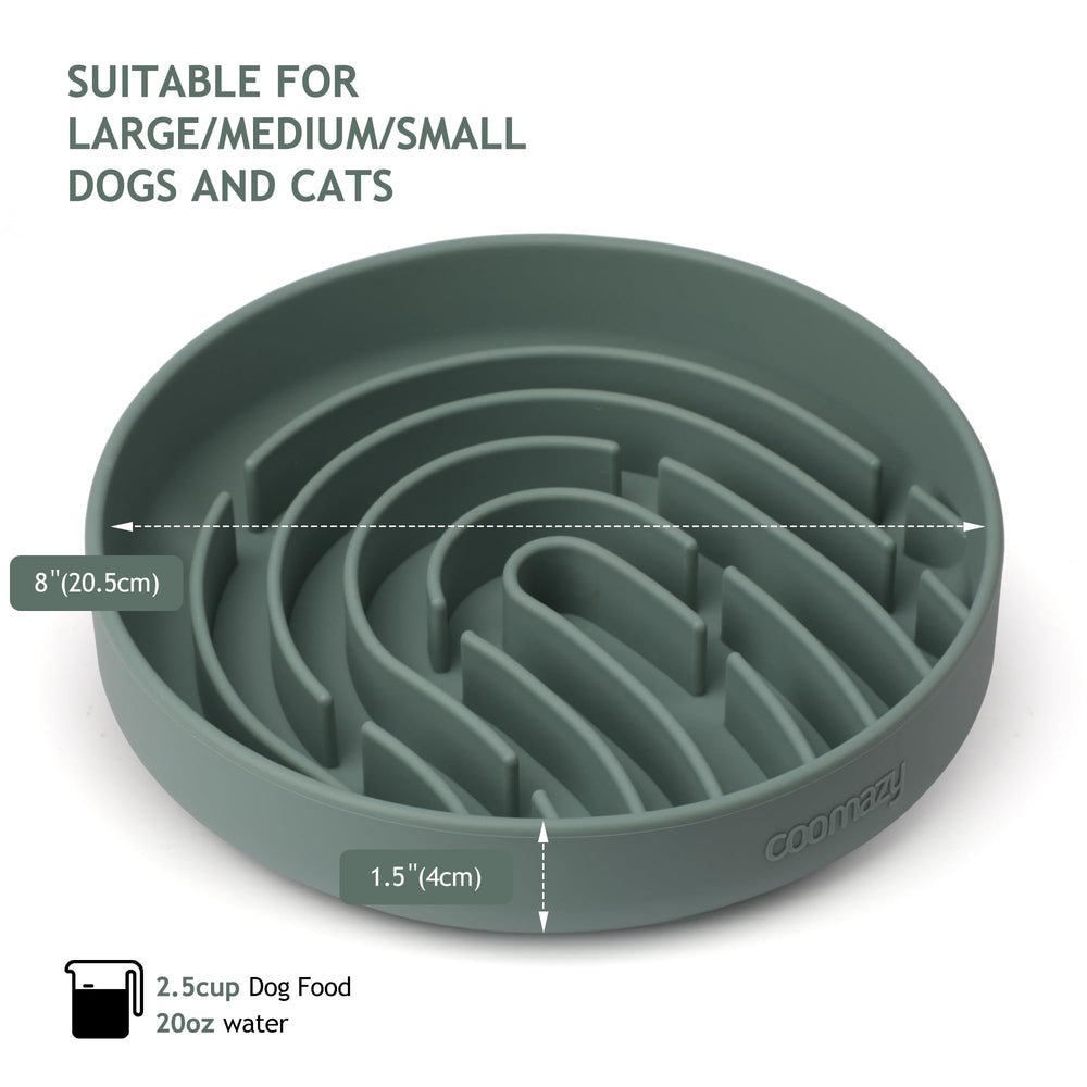 Coomazy slow feeder in use during a dog meal scene