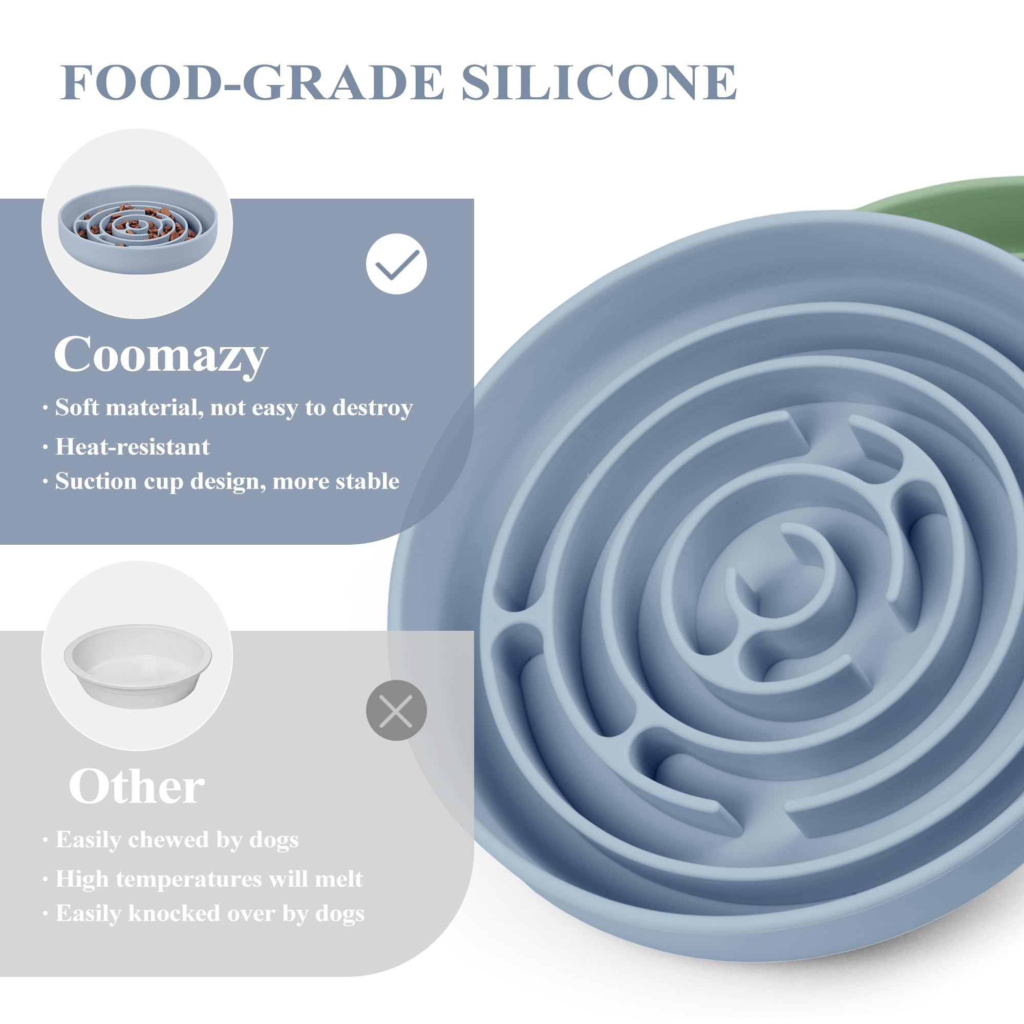 Coomazy light-blue dog bowl adds a calm, vibrant touch to mealtime.