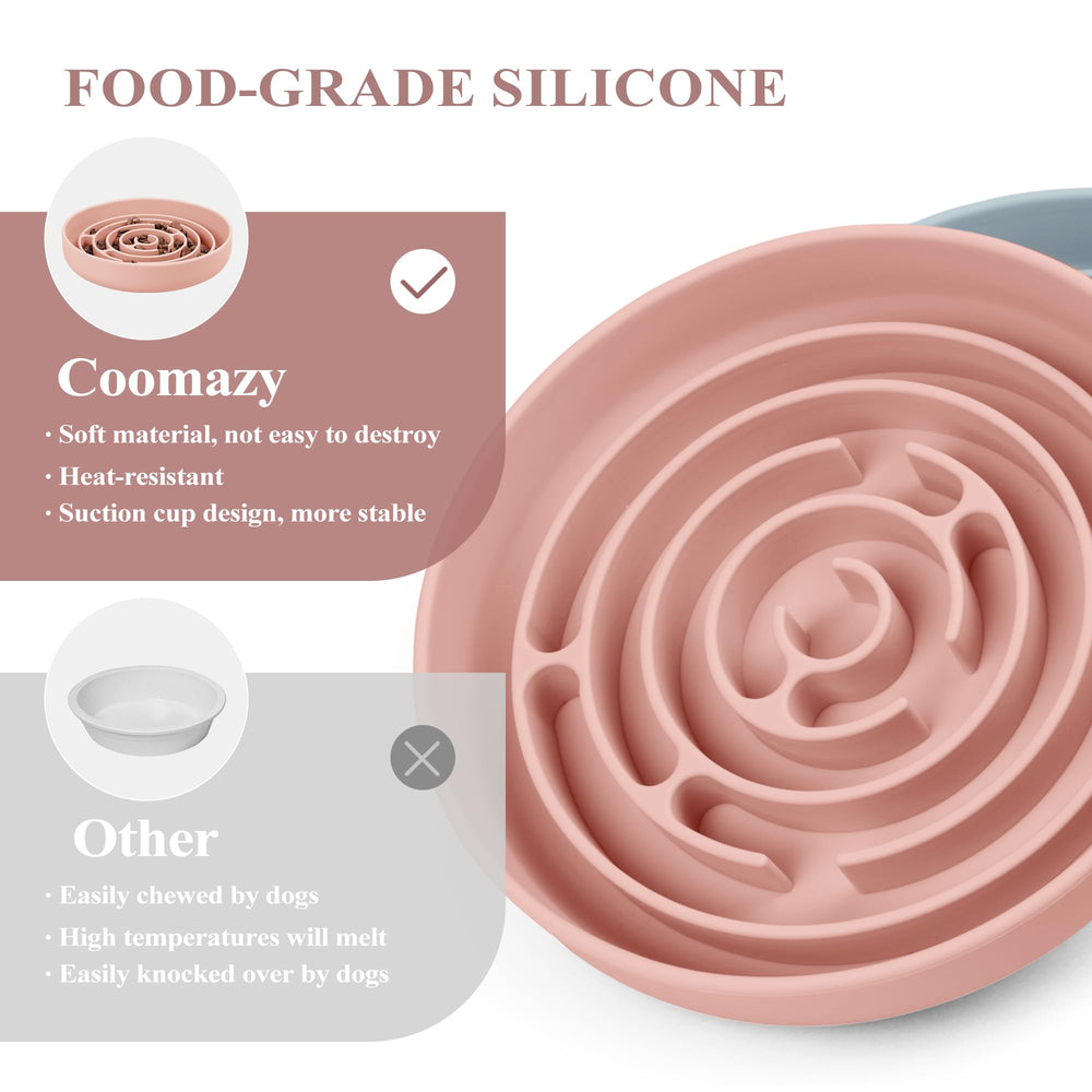 Coomazy pink dishwasher-safe silicone bowl for easy cleaning.